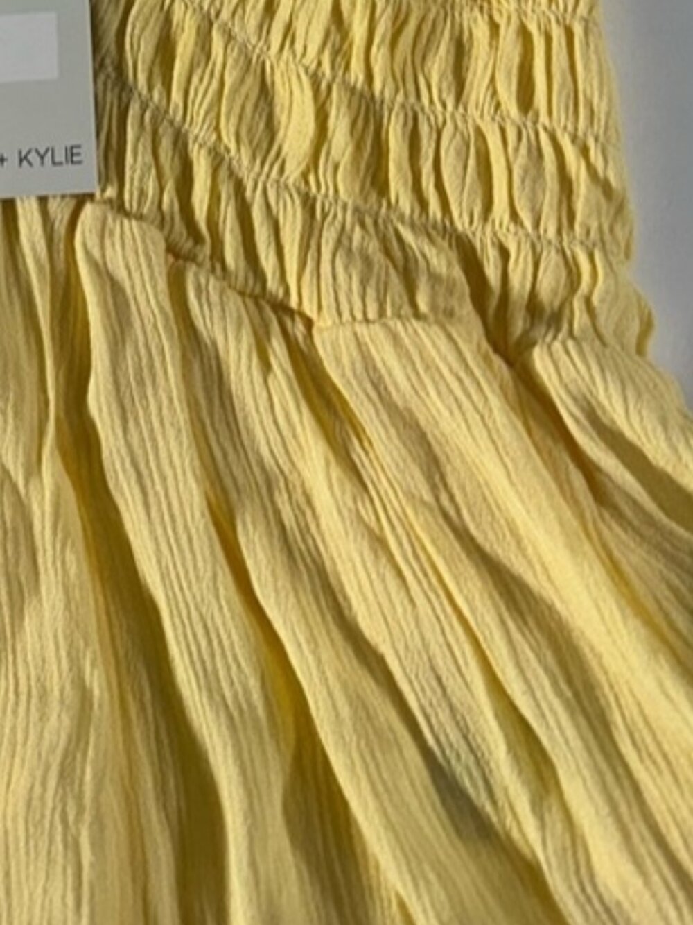 Yellow Ruched Puff Sleeve Peplum Top - Picture 3 of 3